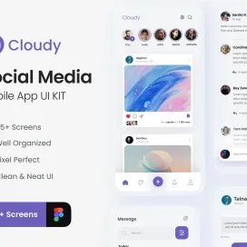 Cloudy social media app ui kit